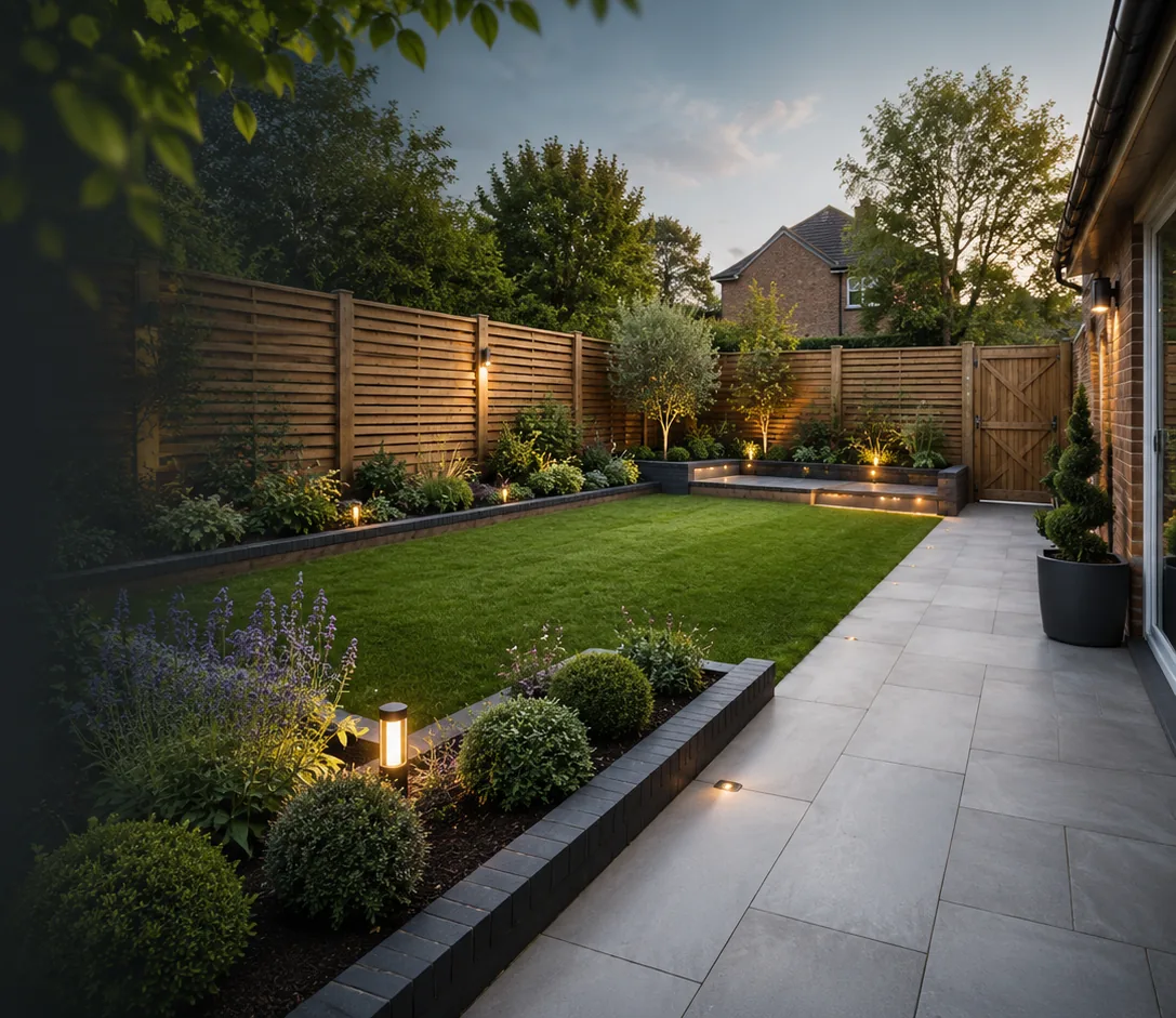 Finished landscaped garden